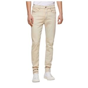 Diesel D-Strukt Slim Jeans Mens 32 Beige tie dye blue  Distressed Zip Stretch